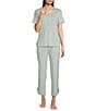 Sleep Sense Sage Dot Print Coordinating Knit Sleep Crop Pants - Image 3