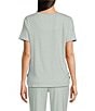 Sleep Sense Sage Dot Print Short Sleeve Scoop Neck Knit Coordinating Sleep Top - Image 2