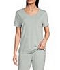 Sleep Sense Sage Dot Print Short Sleeve Scoop Neck Knit Coordinating Sleep Top - Image 1