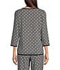 Sleep Sense Scoop Neck 3/4 Sleeve Knit Coordinating Sleep Top, Color:Black Tile Print - Image 2