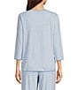 Sleep Sense Scoop Neck 3/4 Sleeve Knit Coordinating Sleep Top, Color:Blue Tile Print - Image 2
