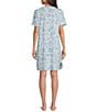 Color:Italy Toile - Image 2 - Short Sleeve Crew Neck Vacation Toile Print Chest Pocket Knit Nightgown