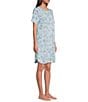 Color:Italy Toile - Image 3 - Short Sleeve Crew Neck Vacation Toile Print Chest Pocket Knit Nightgown
