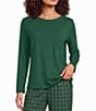 Sleep Sense Solid Ribbed Knit Round Neck Long Sleeve Coordinating Sleep Top - Image 1
