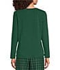 Sleep Sense Solid Ribbed Knit Round Neck Long Sleeve Coordinating Sleep Top - Image 2