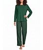 Sleep Sense Solid Ribbed Knit Round Neck Long Sleeve Coordinating Sleep Top - Image 3