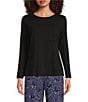 Sleep Sense Solid Ribbed Knit Round Neck Long Sleeve Coordinating Sleep Top - Image 1