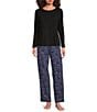 Sleep Sense Solid Ribbed Knit Round Neck Long Sleeve Coordinating Sleep Top - Image 3