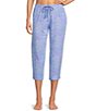 Sleep Sense Spring Mums Knit Print Drawstring Tie Coordinating Sleep Capri Pants - Image 1