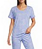 Sleep Sense Spring Mums Print Short Sleeve Scoop Neck Coordinating Sleep Top - Image 1