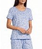 Sleep Sense Sweet Paisley Print Short Sleeve Scoop Neck Knit Coordinating Sleep Top - Image 1