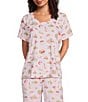 Sleep Sense Tossed Fall Print Short Sleeve Scoop Neck Knit Coordinating Sleep Top - Image 1