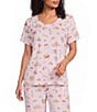 Sleep Sense Tossed Fall Print Short Sleeve Scoop Neck Knit Coordinating Sleep Top - Image 1