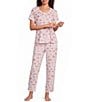 Sleep Sense Tossed Fall Print Short Sleeve Scoop Neck Knit Coordinating Sleep Top - Image 3