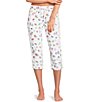 Sleep Sense Tossed Spring Knit Print Drawstring Tie Coordinating Sleep Capri Pants - Image 1