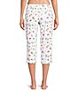 Sleep Sense Tossed Spring Knit Print Drawstring Tie Coordinating Sleep Capri Pants - Image 2