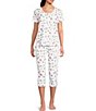 Sleep Sense Tossed Spring Knit Print Drawstring Tie Coordinating Sleep Capri Pants - Image 3