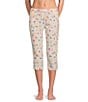 Sleep Sense Tossed Spring Knit Print Drawstring Tie Coordinating Sleep Capri Pants - Image 1