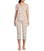Sleep Sense Tossed Spring Knit Print Drawstring Tie Coordinating Sleep Capri Pants - Image 3