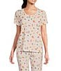 Sleep Sense Tossed Spring Print Short Sleeve Scoop Neck Coordinating Sleep Top - Image 1