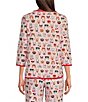 Sleep Sense Valentine Dogs Print Scoop Neck 3/4 Sleeve Knit Coordinating Sleep Top, Color:Valentine Dogs - Image 2