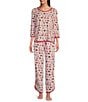 Sleep Sense Valentine Dogs Print Scoop Neck 3/4 Sleeve Knit Coordinating Sleep Top, Color:Valentine Dogs - Image 3