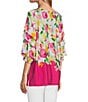 Color:Cascade Floral - Image 4 - Slim Factor by Investment 3/4 Tiered Sleeve Cascade Floral Knit Top