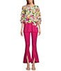 Color:Cascade Floral - Image 5 - Slim Factor by Investment 3/4 Tiered Sleeve Cascade Floral Knit Top
