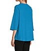 Color:Blue Danube - Image 4 - Slim Factor by Investments 3/4 Sleeve Lace Up Top