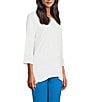 Color:Snow White - Image 3 - Slim Factor by Investments 3/4 Sleeve Mixed Media Top