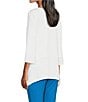 Color:Snow White - Image 4 - Slim Factor by Investments 3/4 Sleeve Mixed Media Top