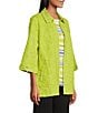 Investments Slim Factor by Investments 3/4 Sleeve Open Front Jacquard Jacket, Color:Bright Chartreuse - Image 3