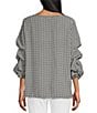 Color:Gingham - Image 2 - Slim Factor by Investments Black Gingham Print Boat Neck Three Tier Sleeve Top