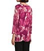 Investments Slim Factor by Investments Kiki Blur Print Crew Neck Long Sleeve Ruffled Hem Lined Top, Color:Magenta Purple Blur - Image 4