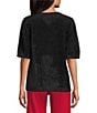 Slim Factor by Investments Blyss Crew Neck Short Sleeve Eyelash Sweater - Image 2