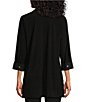 Color:Black - Image 2 - Slim Factor by Investments Bridget 3/4 Sleeve Button Front High-Low Top