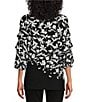 Color:Cascade Ikat - Image 2 - Slim Factor by Investments Cascade Ikat Floral Print Boat Neck 3/4 Tiered Sleeve Top