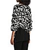 Color:Cascade Ikat - Image 4 - Slim Factor by Investments Cascade Ikat Floral Print Boat Neck 3/4 Tiered Sleeve Top