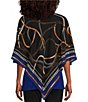Color:Royal Chain - Image 2 - Slim Factor by Investments Chain Print Round Neck 3/4 Sleeve Poncho