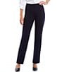 Color:Navy - Image 1 - Slim Factor by Investments Ponte Knit No Waist Slim Straight Pants