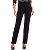Color:Black - Image 1 - Slim Factor by Investments Ponte Knit No Waist Slim Straight Pants