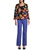 Investments Slim Factor by Investments Ponte Knit No Waist Slim Straight Pants, Color:Baja Blue - Image 5