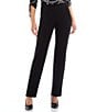 Color:Black - Image 1 - Slim Factor by Investments Ponte Knit No Waist Slim Straight Pants