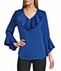 Slim Factor by Investments Corinne V-Neck 3/4 Ruffle Sleeve Blouse - Image 1