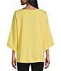 Color:Sunshine - Image 2 - Slim Factor by Investments Crew Neck 3/4 Sleeve Ponte Shell Heatset Tunic Length Top