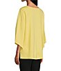 Color:Sunshine - Image 4 - Slim Factor by Investments Crew Neck 3/4 Sleeve Ponte Shell Heatset Tunic Length Top
