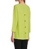 Investments Slim Factor by Investments Crew Neckline High-Low Hem Back Button Top, Color:Bright Chartreuse - Image 5