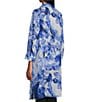 Color:Fading Floral - Image 5 - Slim Factor by Investments Fading Floral Print Point Collar 3/4 Sleeve Side Slit Button Front Duster