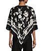 Color:Floral Scarf - Image 2 - Slim Factor by Investments Floral Print Round Keyhole Neck 3/4 Sleeve Poncho