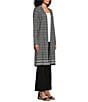 Color:Geometric Border - Image 3 - Slim Factor by Investments Geometric Print Open Front Long Sleeve Mesh Cardigan